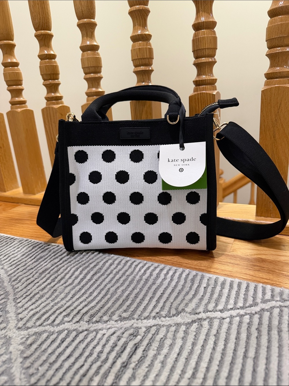 Kaye Spade Black and White Polka Dot Crossbody Tote
